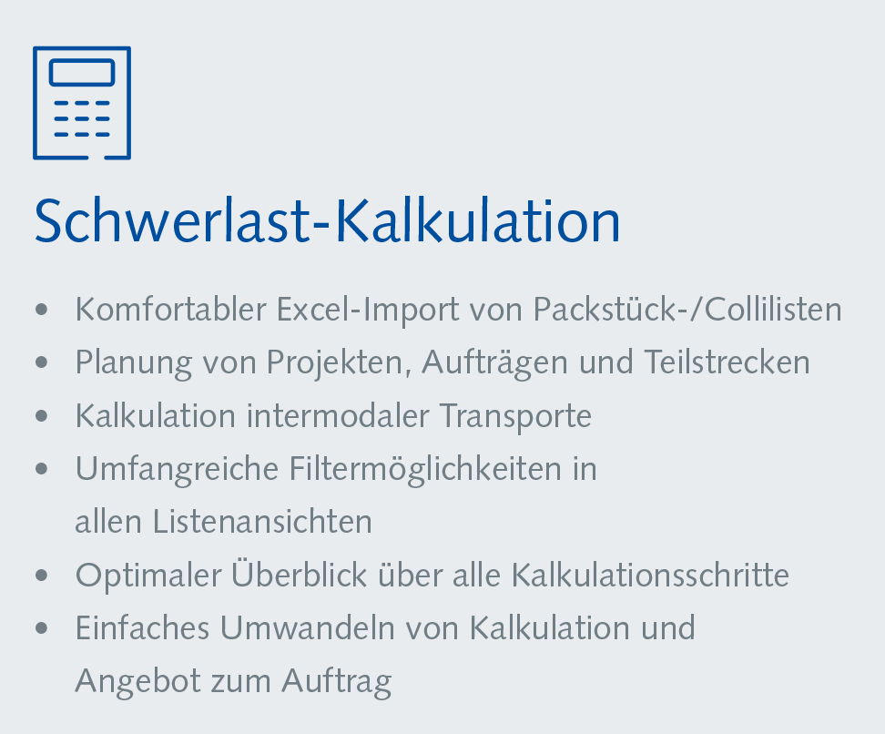 Funktionen für die Schwerlastlogistik