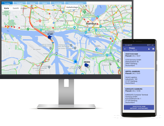 Bildschirm mit der RTV-Plattform, dem Webportal von cargo support
